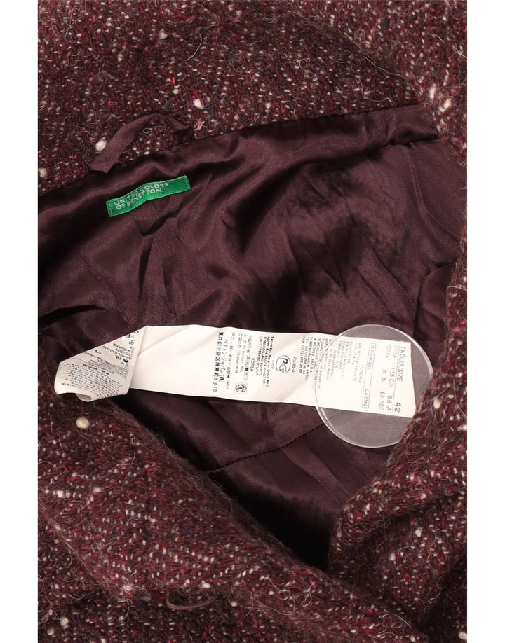 Benetton Veste Boléro Femme IT 42 Laine Mouchetée Bordeaux Moyen