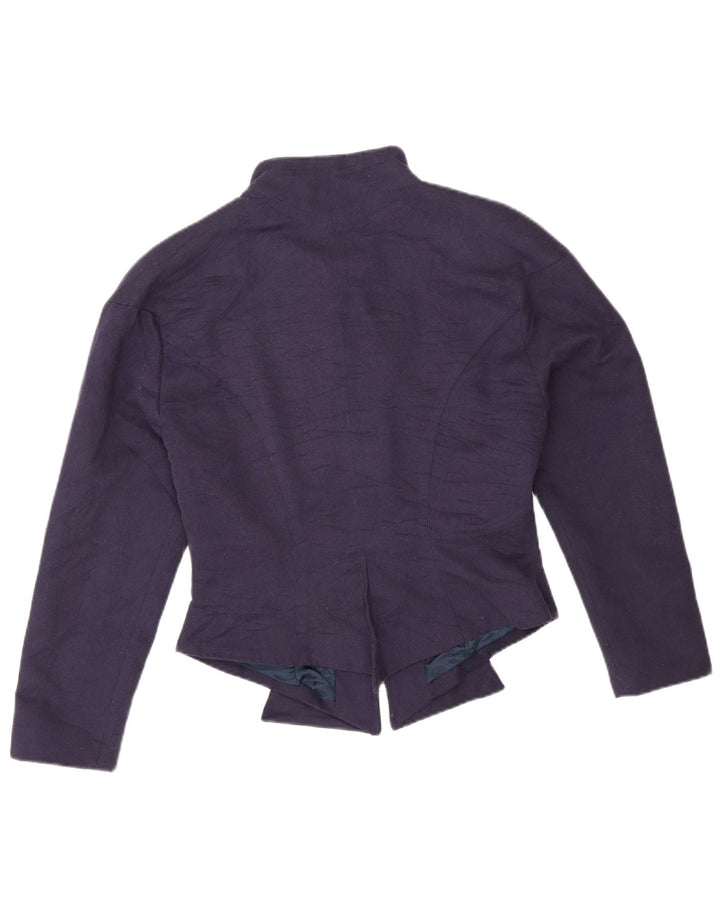 VINTAGE Blouson Bomber Femme IT 44 Acétate Bleu Marine Moyen