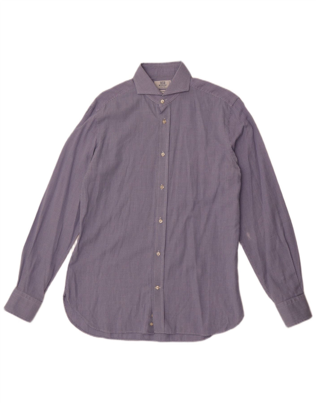 Boggi Chemise coupe ajustée pour homme Taille 40 15 3/4 Coton géométrique bleu moyen