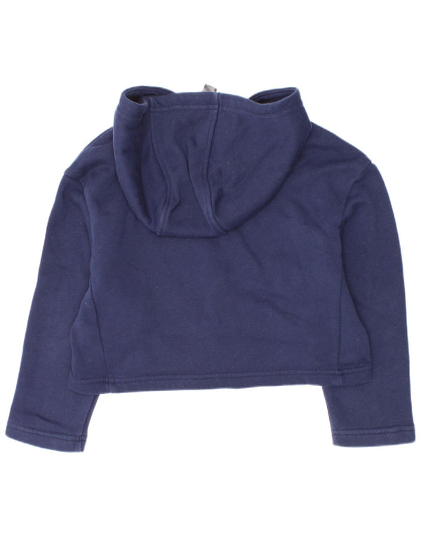 Adidas Pull à capuche court graphique pour fille 5-6 ans en coton bleu marine