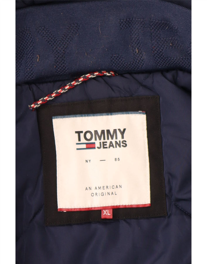 Tommy Hilfiger Veste matelassée à capuche pour hommes UK 42 XL Noir Polyester