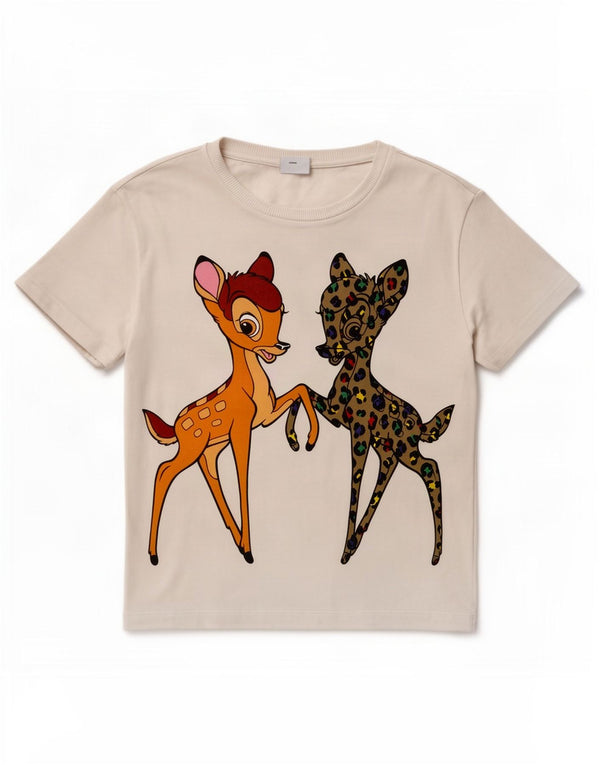 Benetton T-shirt graphique Disney pour femme UK 14 Blanc moyen imprimé animal