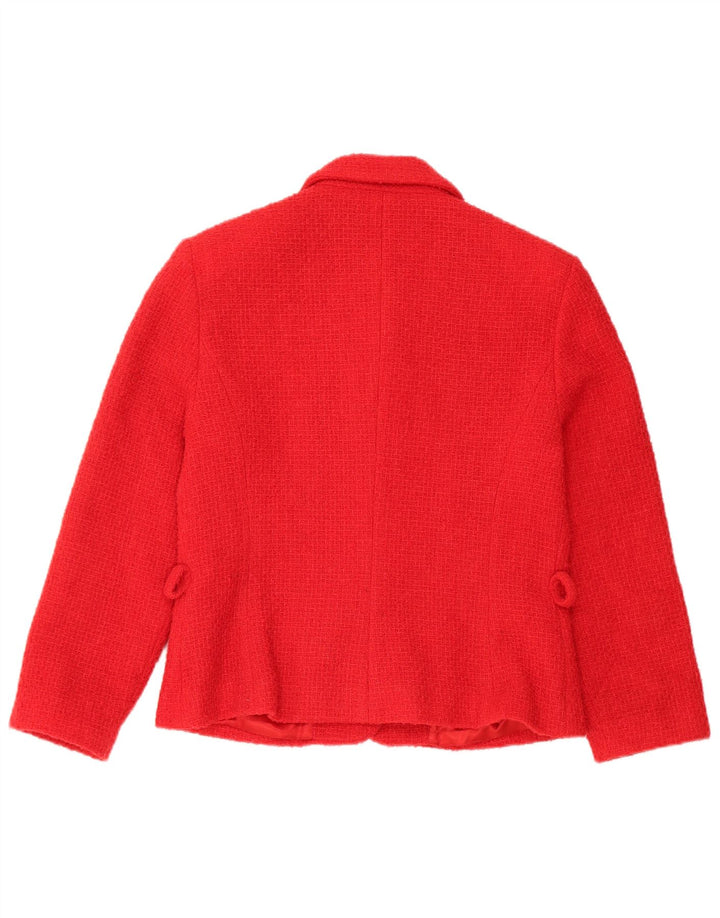 vintage Femmes 4 Bouton 2 Pièces Jupe Ensemble UK 12 Moyen W28 Laine Rouge