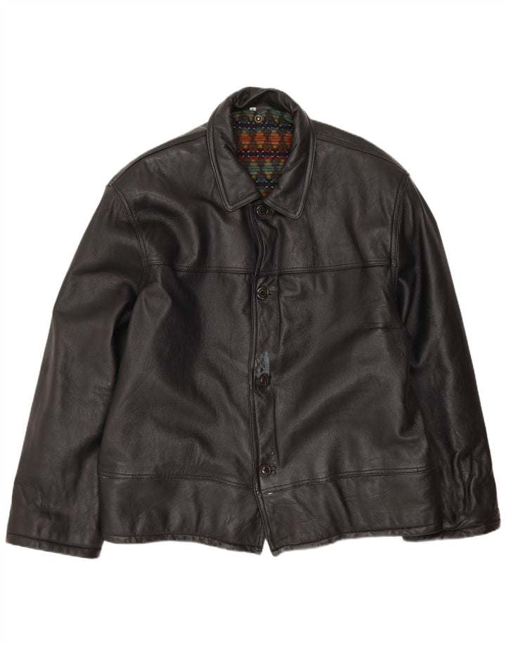 veste en cuir homme vintage UK 40 Grand Noir