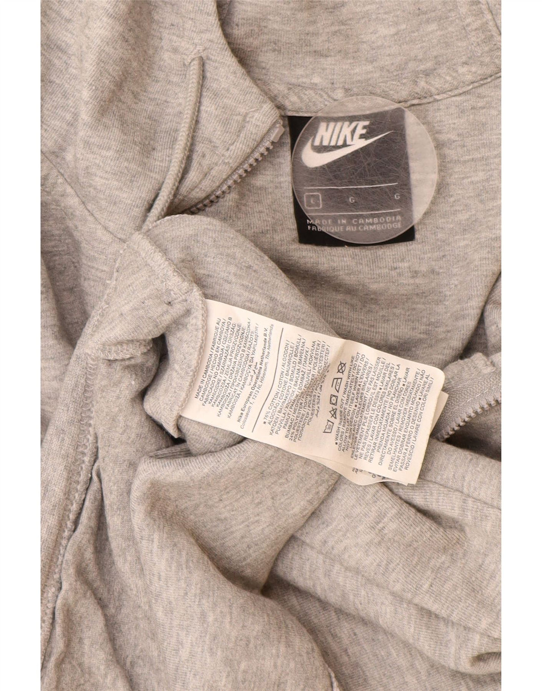 NIKE Pull à capuche zippé pour femme UK 16 Grand coton gris
