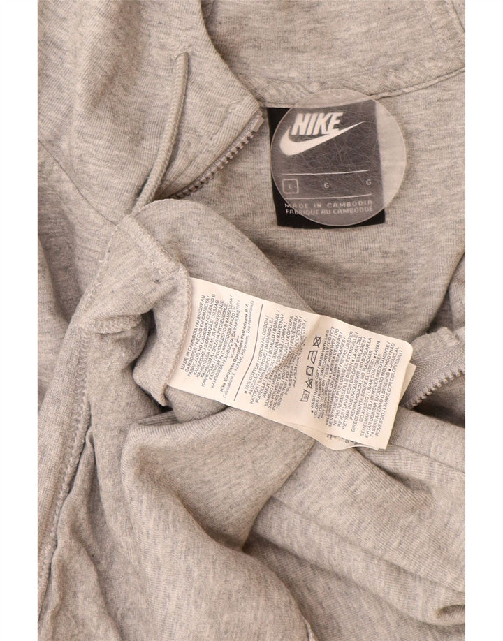 NIKE Pull à capuche zippé pour femme UK 16 Grand coton gris
