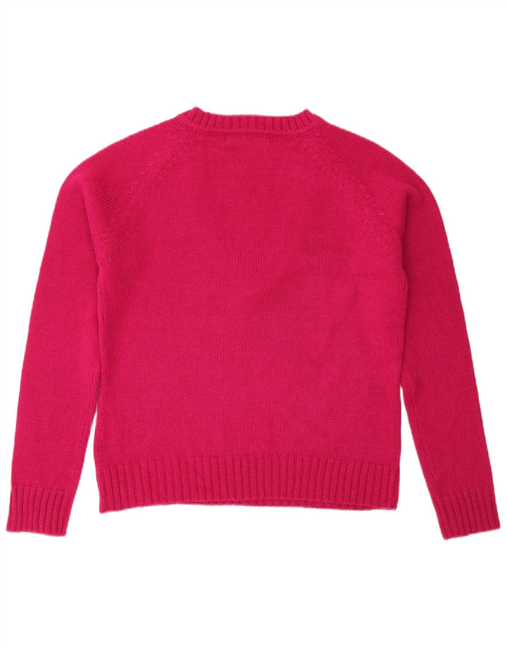 Zara Pull col V pour femme UK 14 Acrylique rose moyen