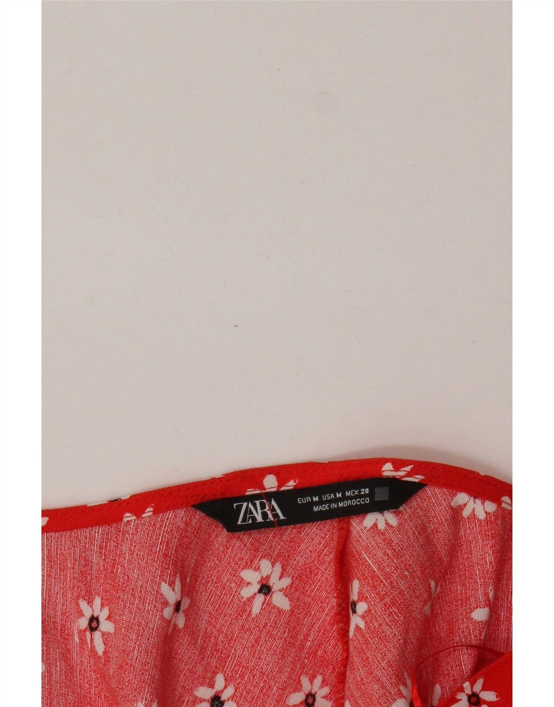 Zara Haut court à manches longues pour femme avec lien sur le devant - Rouge moyen - Floral - UK 12