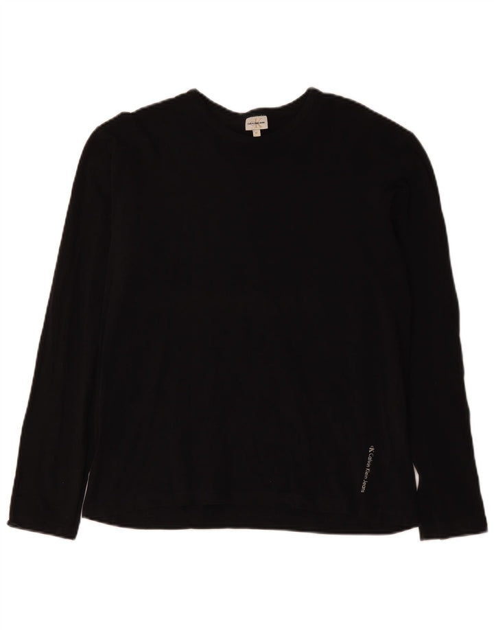 Calvin Klein Jeans Haut à manches longues pour femme UK 14 Medium Noir Coton