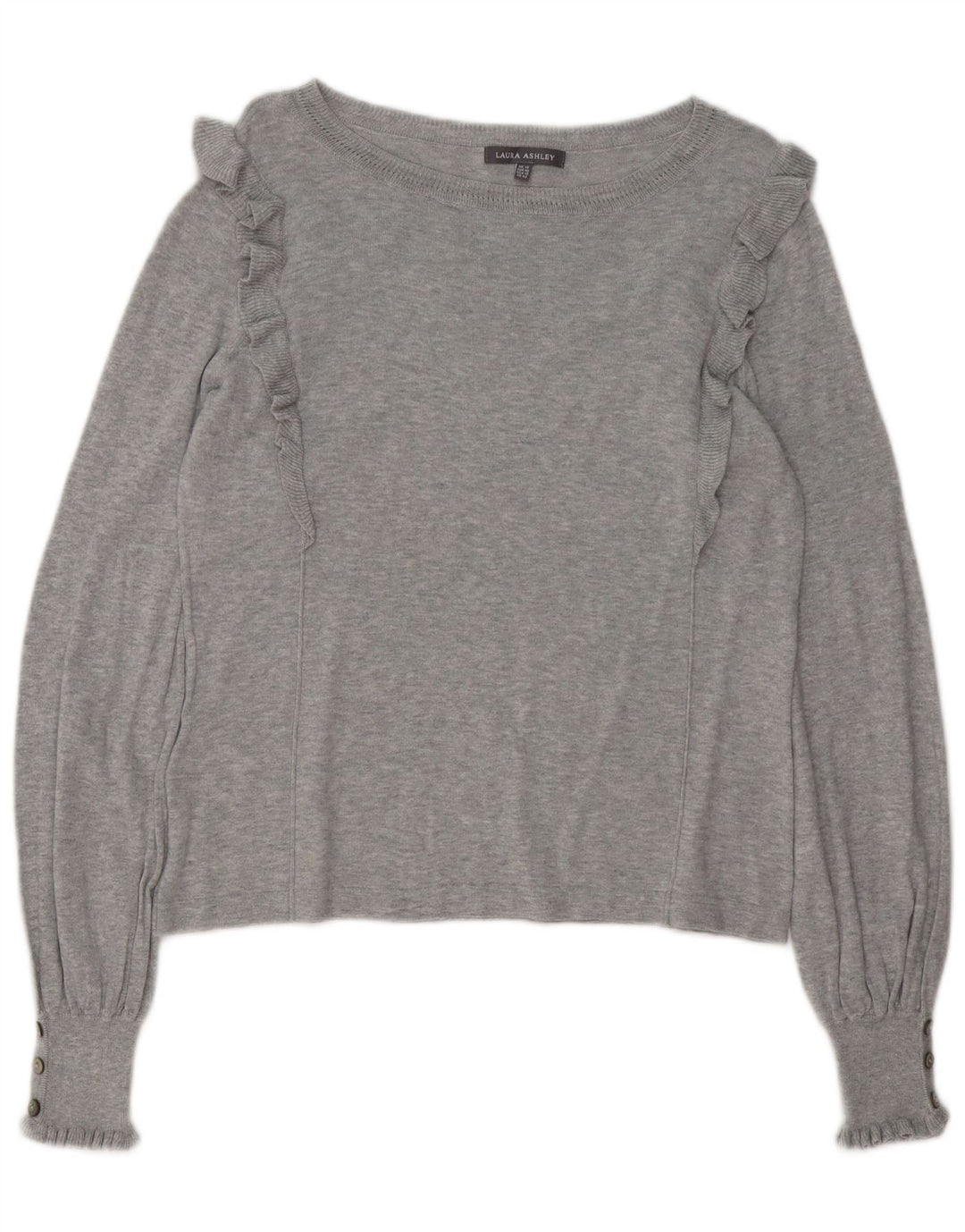 LAURA ASHLEY Pull col bateau pour femme UK 14 Grand coton gris