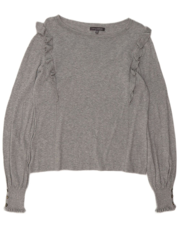 LAURA ASHLEY Pull col bateau pour femme UK 14 Grand coton gris