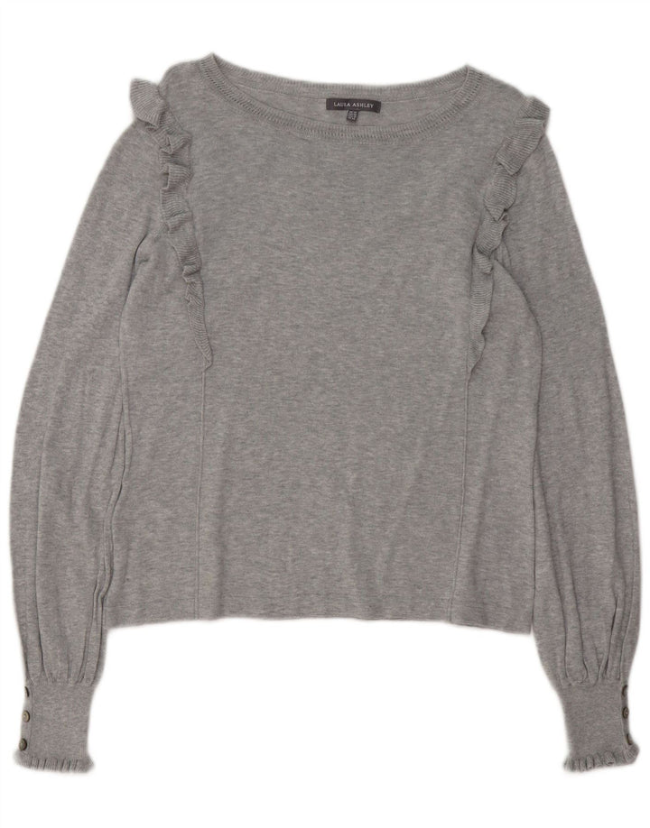 LAURA ASHLEY Pull col bateau pour femme UK 14 Grand coton gris