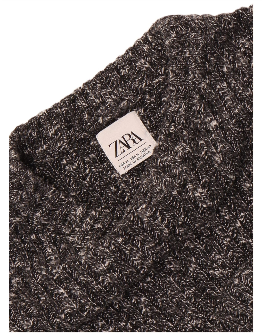 Zara Pull Col Rond Homme Gris Moyen Moucheté
