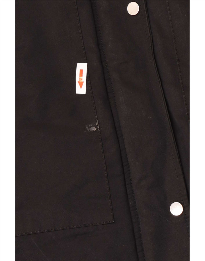 Zara Parka à capuche pour femme UK 14 en coton noir moyen