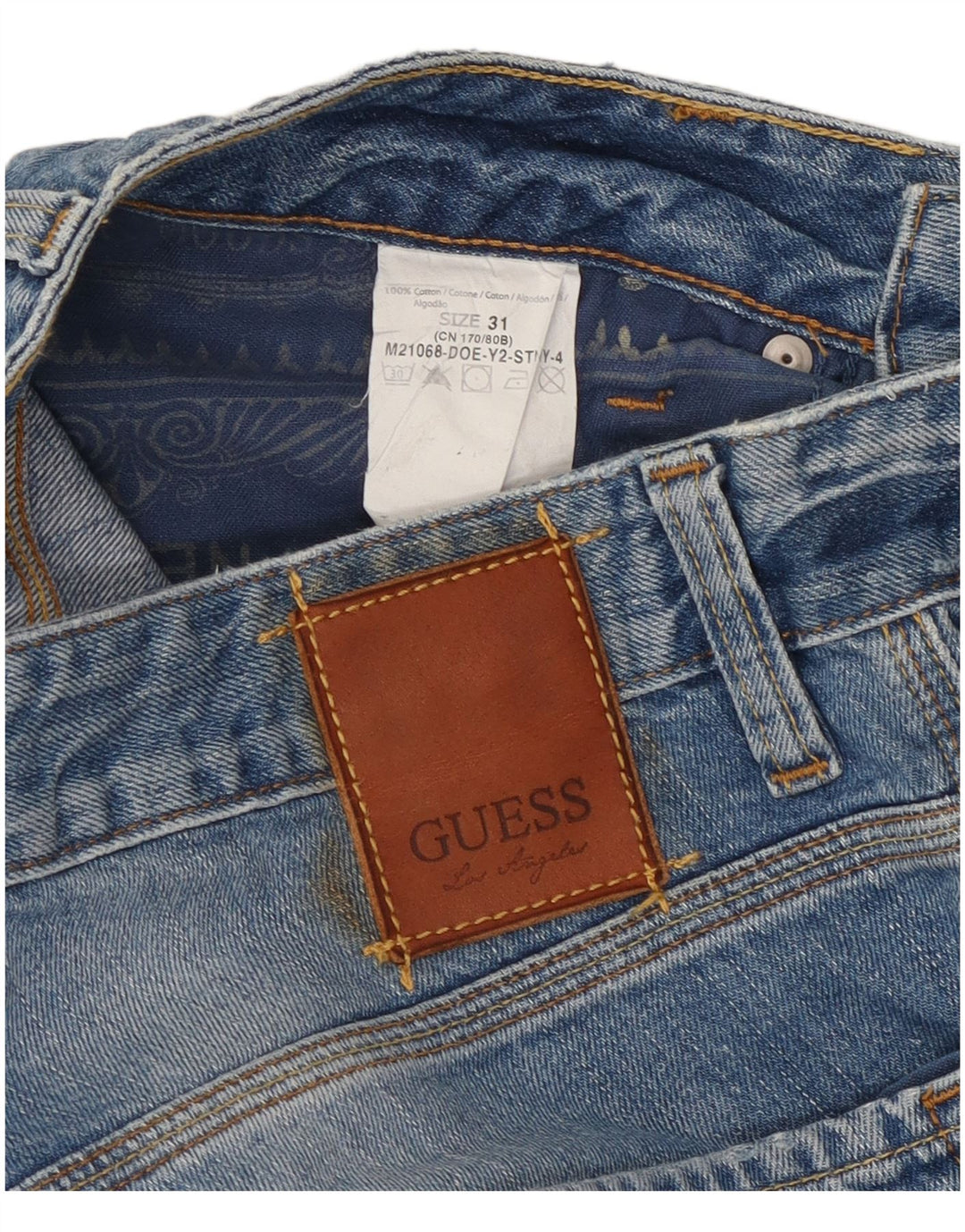 Guess Jean droit vieilli W31 L34 pour homme en coton bleu
