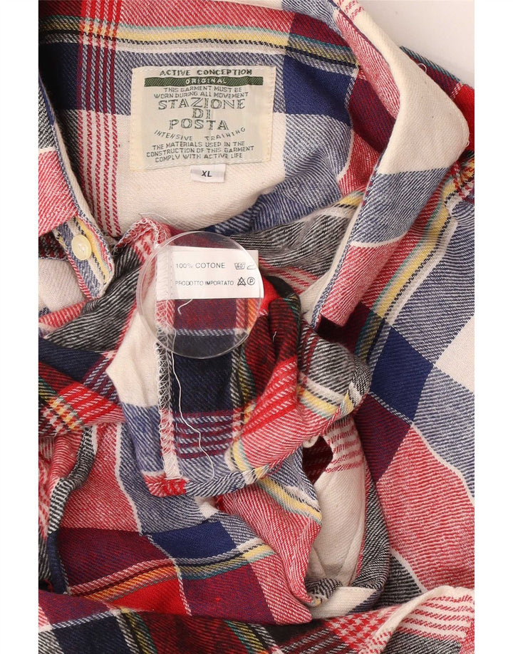 vintage Chemise en flanelle pour hommes XL Coton à carreaux multicolores