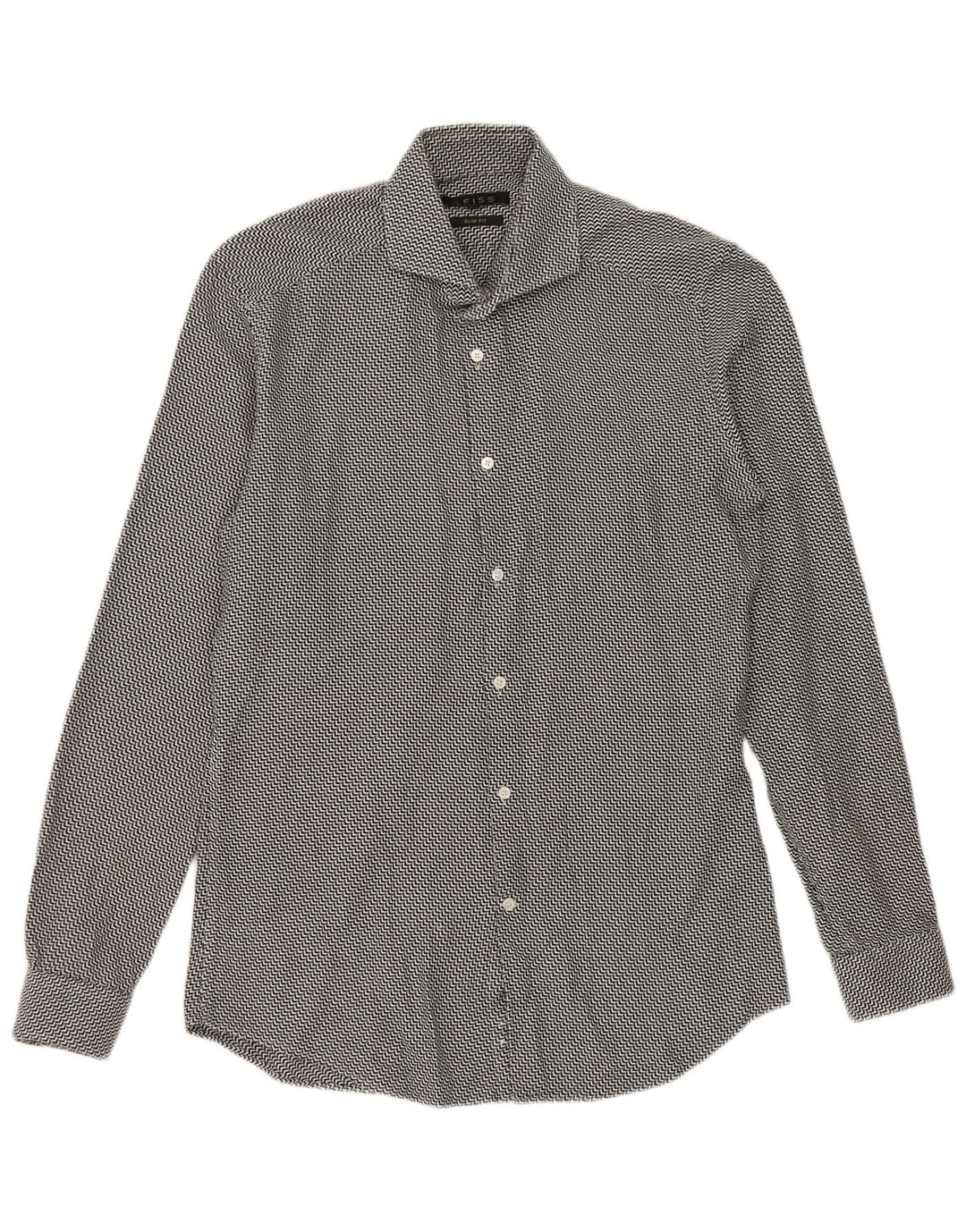 Reiss Chemise Slim Fit Homme Noir Moyen Chevron Coton