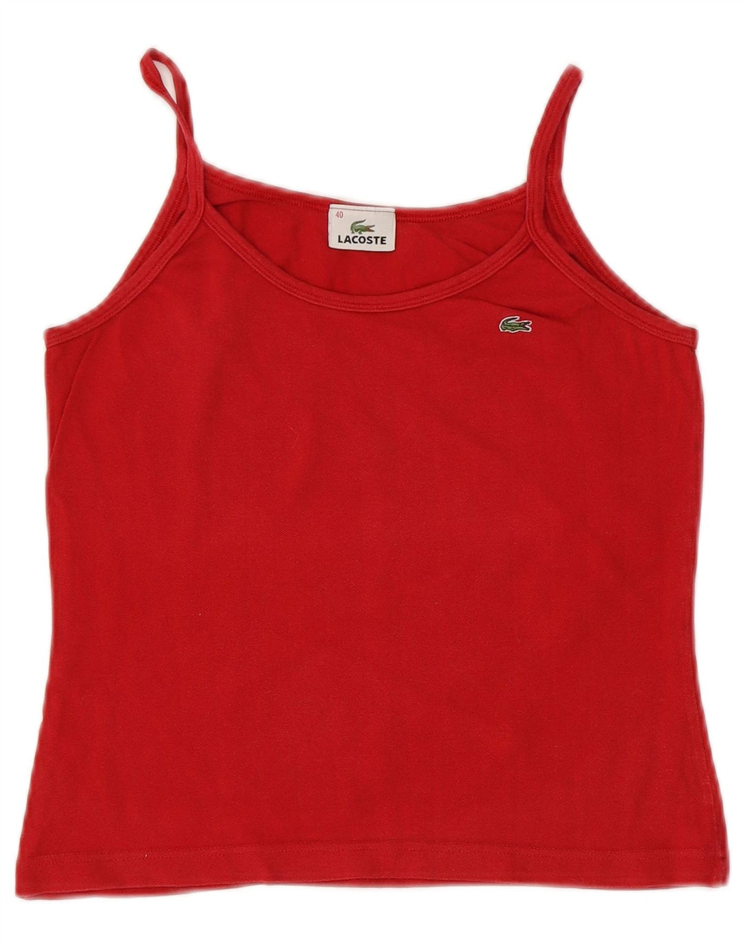 LACOSTE Femme Crop Cami Top Taille 40 Coton Rouge Moyen