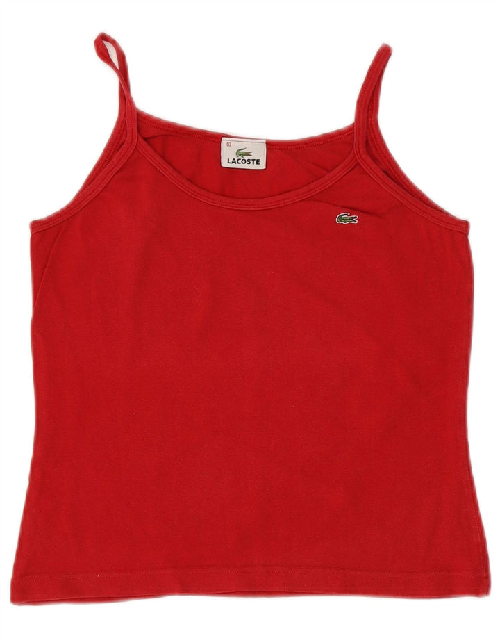 LACOSTE Femme Crop Cami Top Taille 40 Coton Rouge Moyen