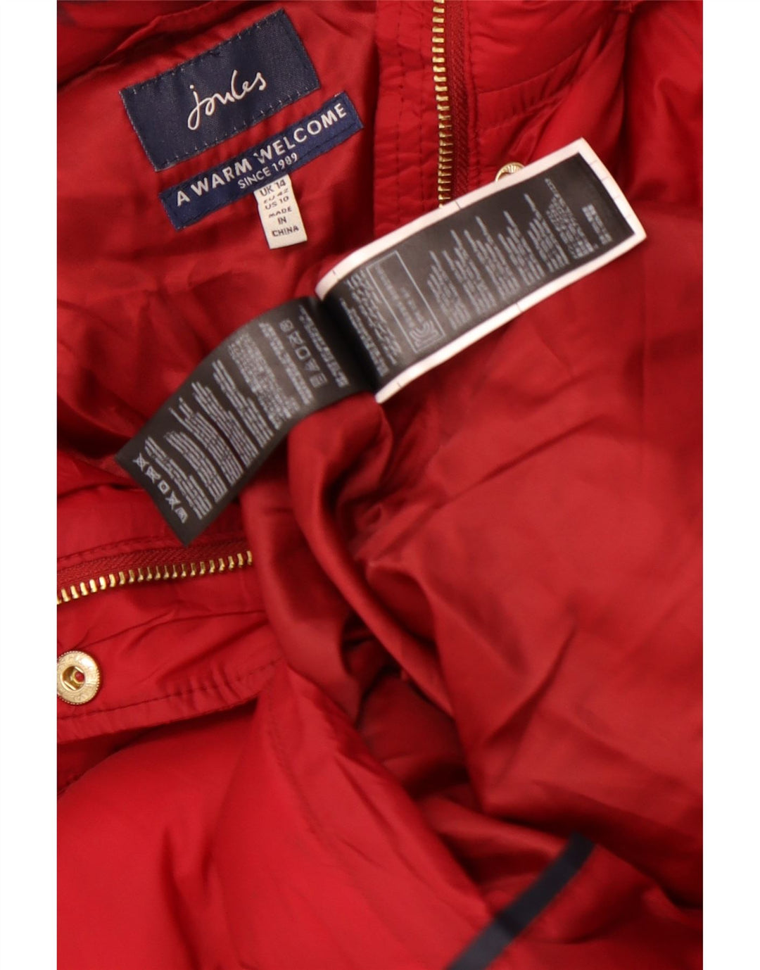 Joules Manteau matelassé à capuche pour femme UK 44 Large Rouge Polyamide