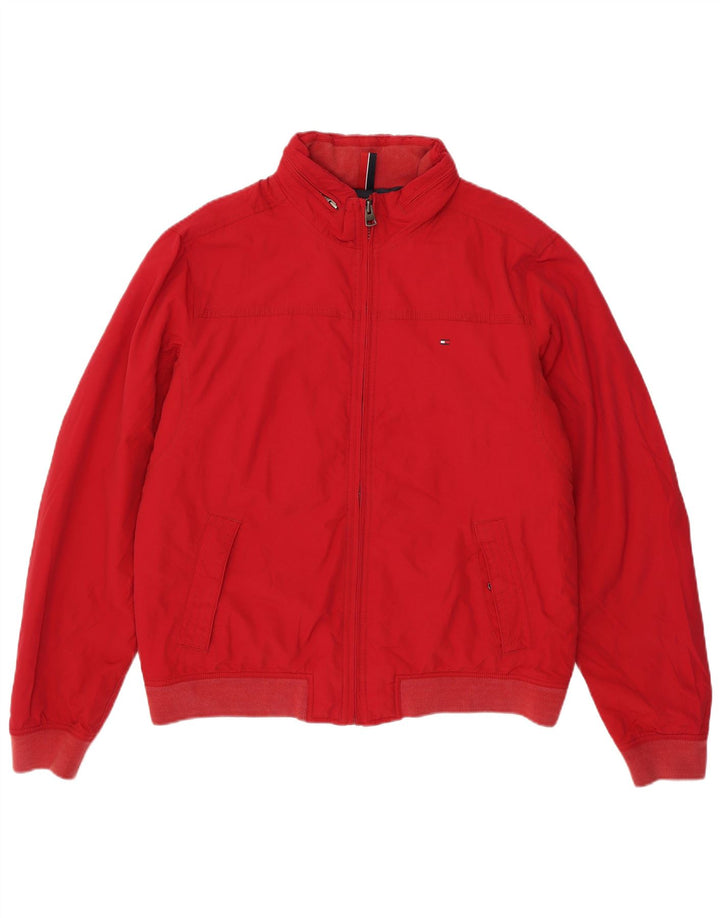 TOMMY HILFIGER Veste Bomber à Capuche Homme UK 42 XL Nylon Rouge