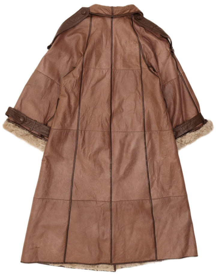 manteau en cuir femme vintage UK 14 Brun moyen