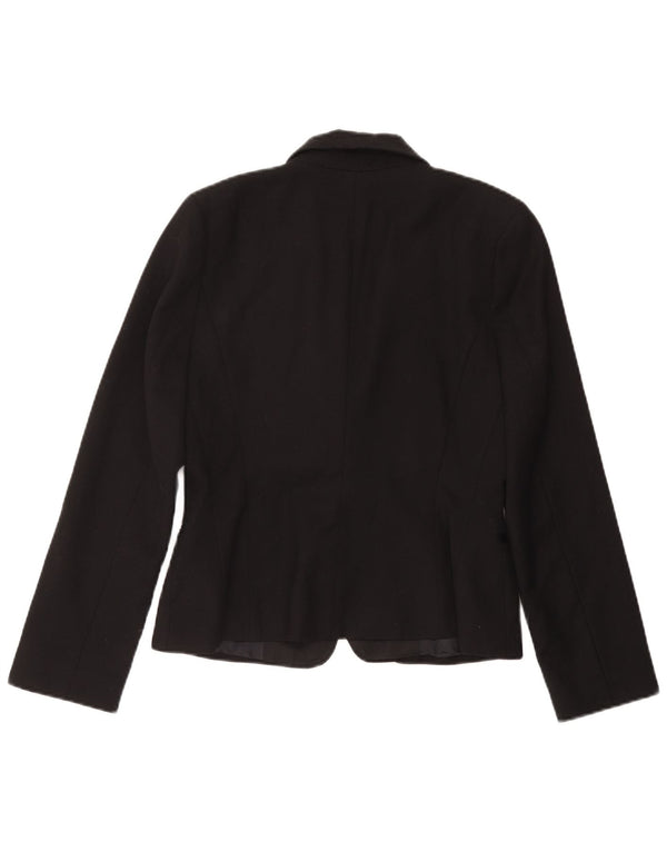 Zara Veste Blazer 1 Bouton Femme UK 16 Grande Laine Noire