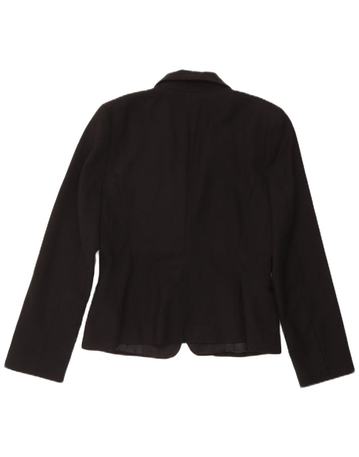 Zara Veste Blazer 1 Bouton Femme UK 16 Grande Laine Noire