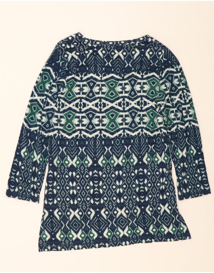 LEE Womens Top Long Sleeve UK 14 Medium Navy Blue Fair Isle Viscose Vintage Lee and Second-Hand Lee from Messina Hembry 