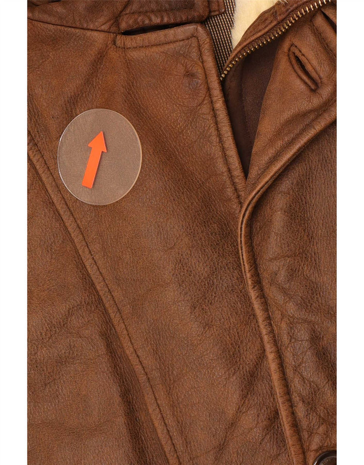 Trapper Veste en cuir pour homme UK 50 5XL Marron
