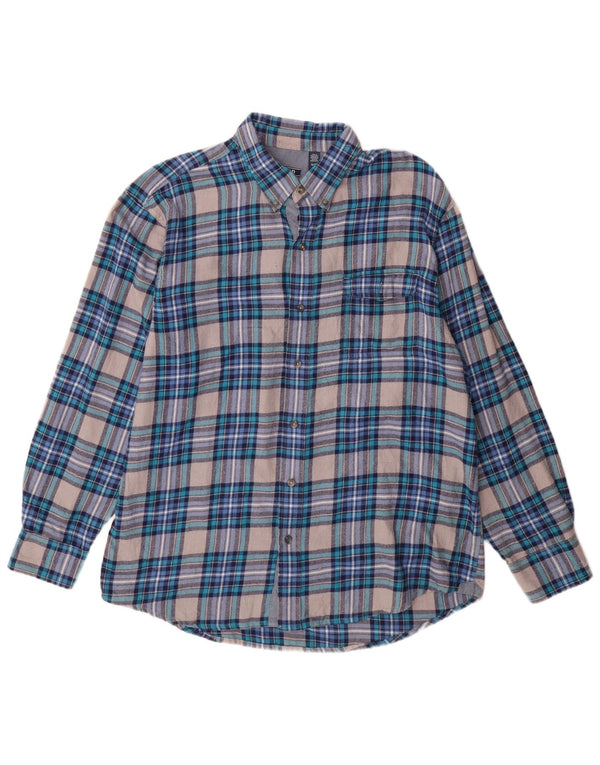 Izod Chemise Flanelle Homme XL Bleu Carreaux Coton