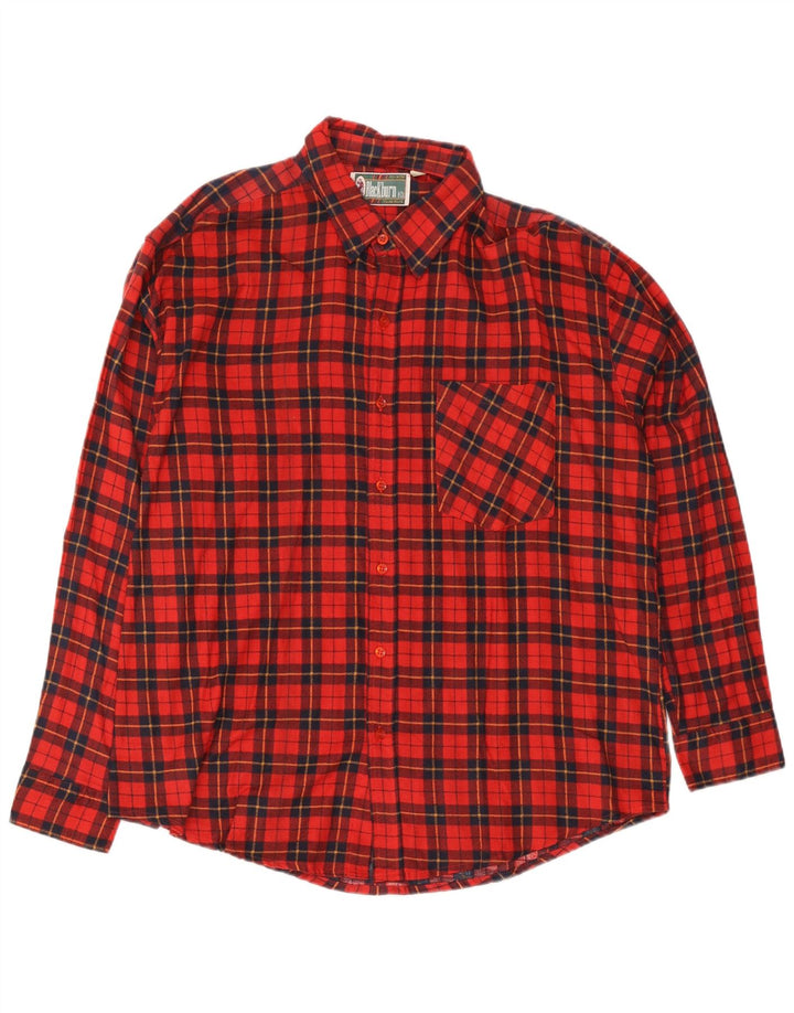 Chemise en flanelle homme Vintage 2XL coton à carreaux rouge