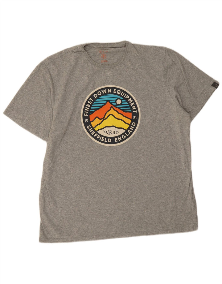 Rab T-Shirt Graphique Homme Top XL Gris Coton