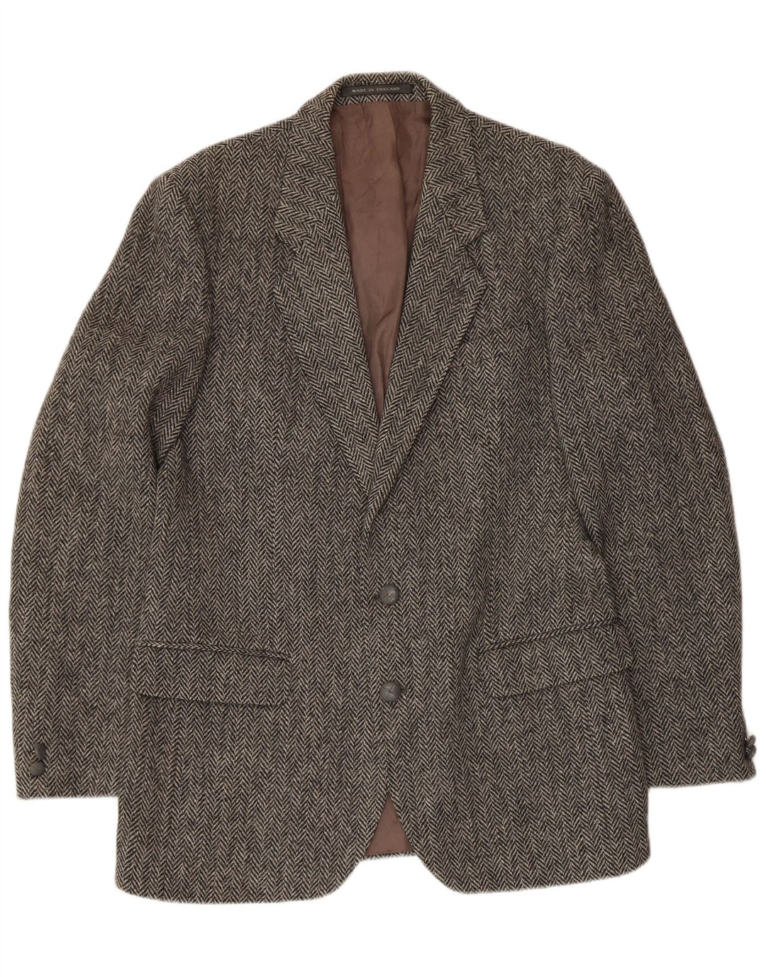 HARRIS TWEED Veste blazer à 2 boutons pour homme UK 40 Grande laine à chevrons gris