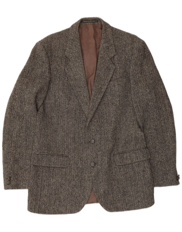 HARRIS TWEED Veste blazer à 2 boutons pour homme UK 40 Grande laine à chevrons gris