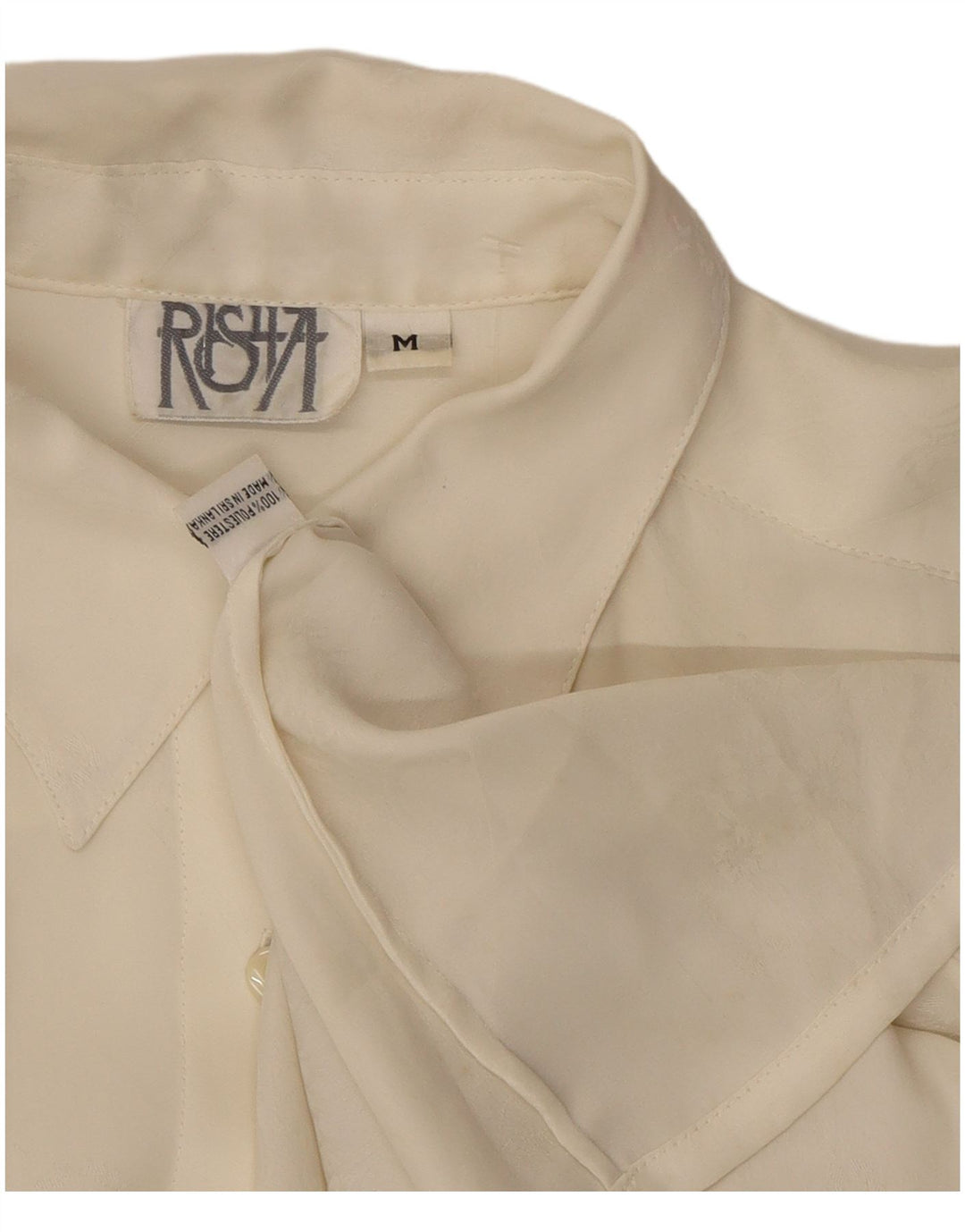 chemise femme vintage UK 14 Polyester blanc moyen