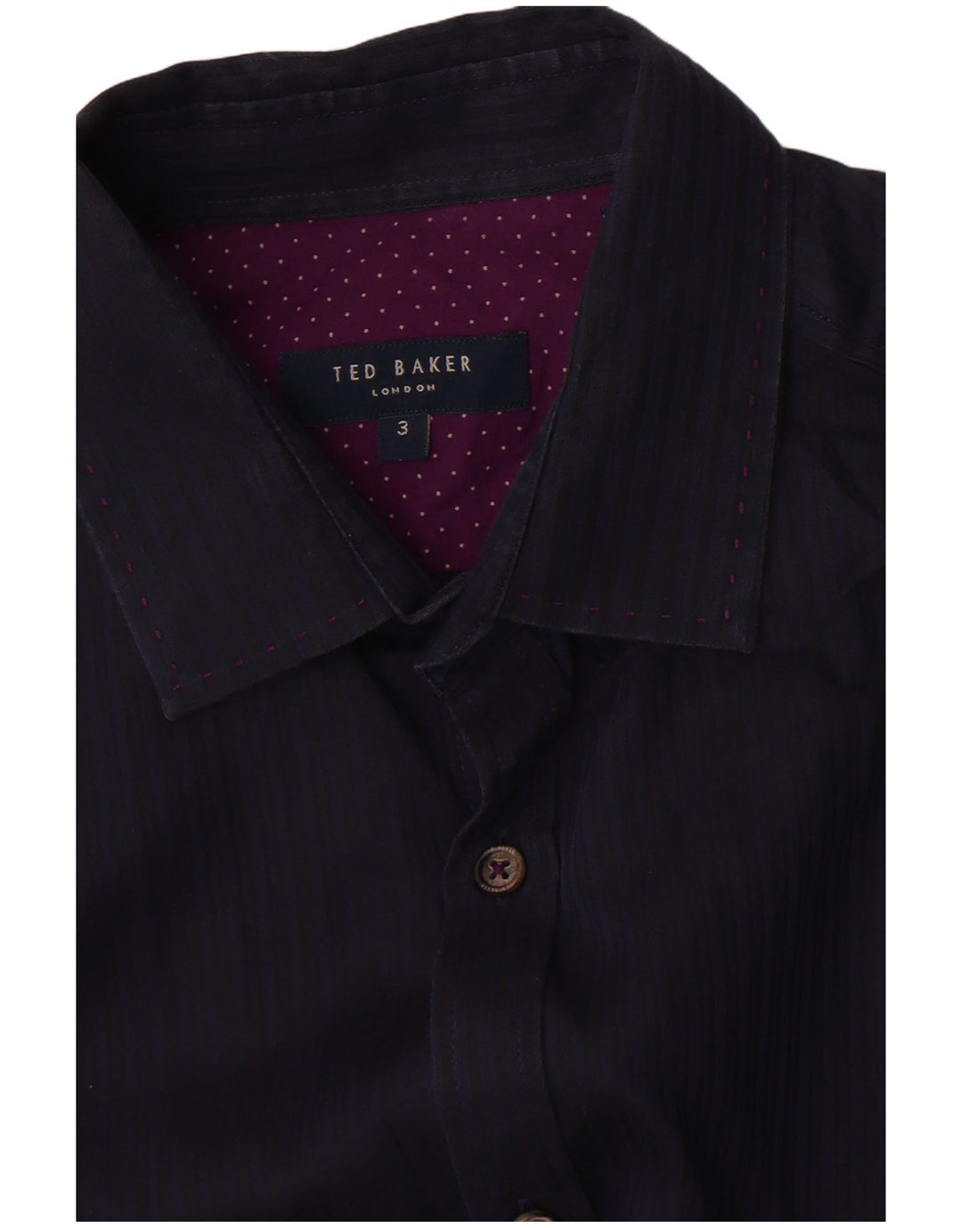Ted Baker Chemise Homme Taille 3 Medium Bleu Marine Pinstripe Coton