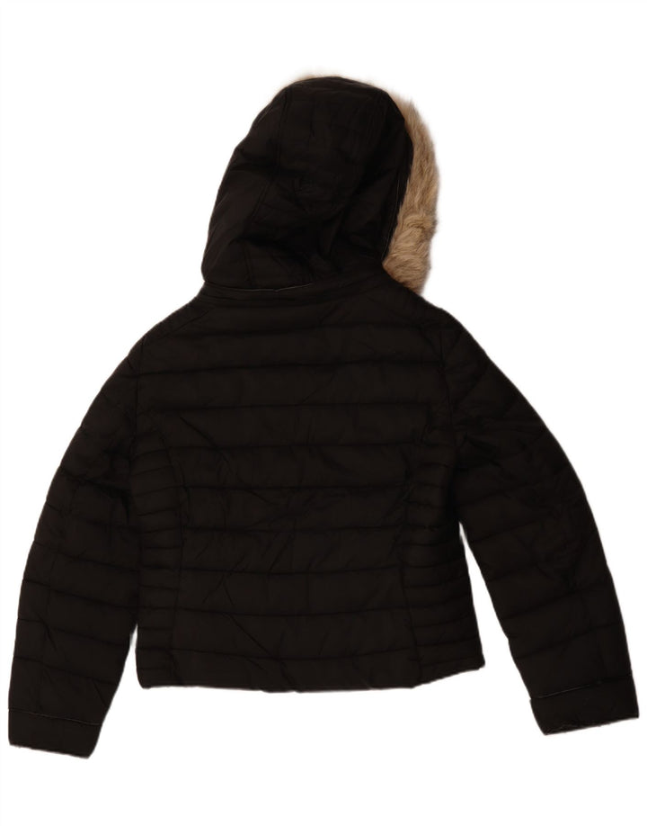 Zara Veste rembourrée à capuche pour femme UK 14 Polyester noir moyen