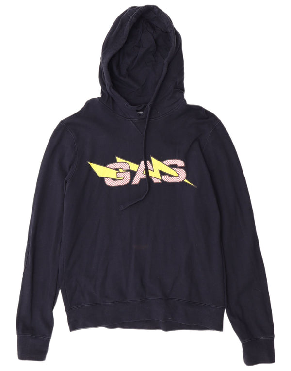 Gas Pull à capuche graphique pour homme 2XL en coton bleu marine