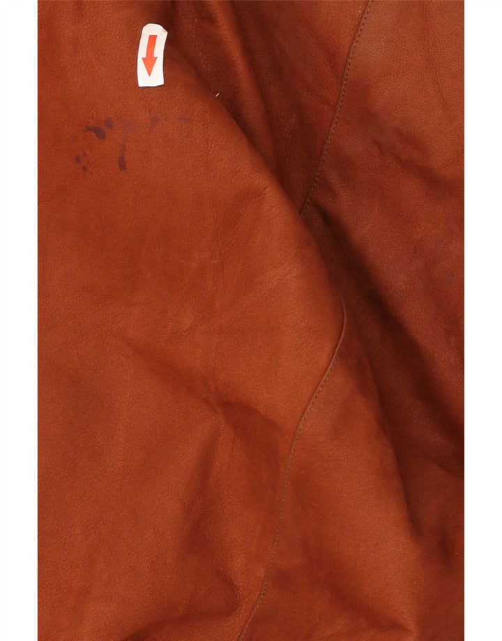 manteau en cuir femme vintage UK 20 2XL Marron