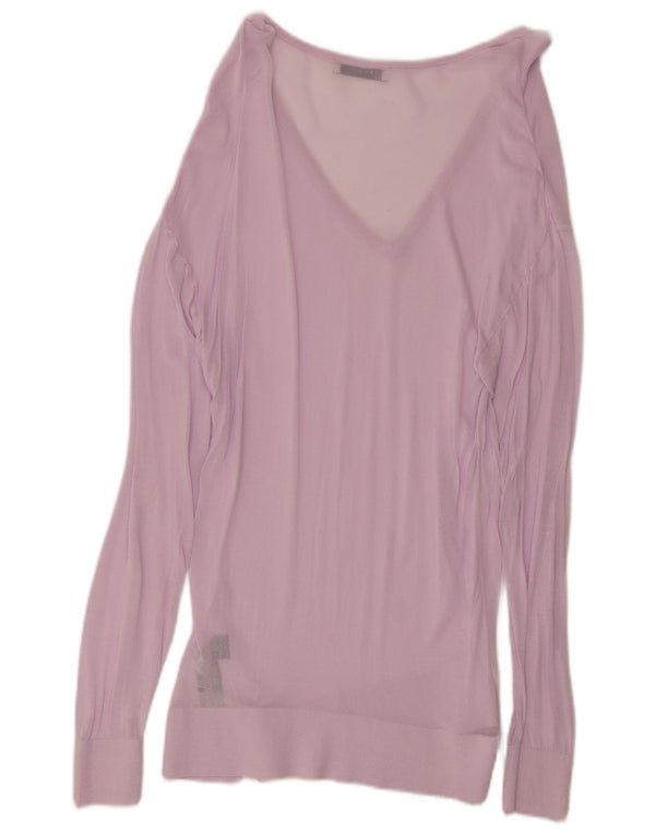 Zara Womens See Through Blouse Top UK 10 Petite Viscose Rose