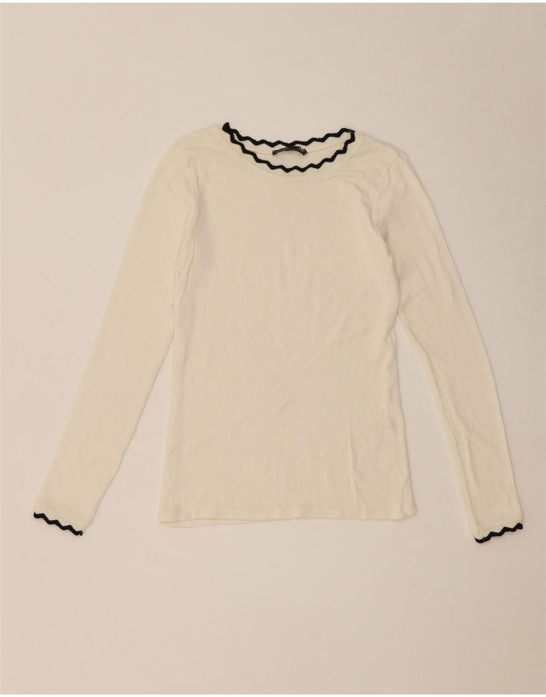 Zara Womens Crop Top Manches Longues UK 8 Petit Blanc