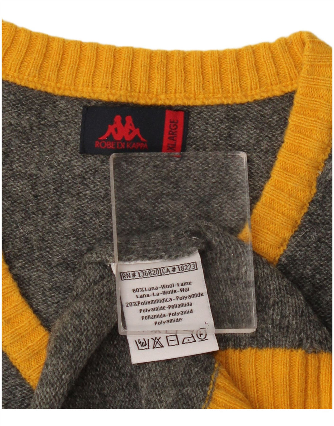 Kappa Pull col V pour homme XL en laine color block Gris