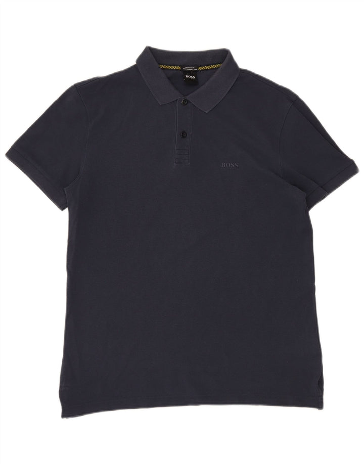 HUGO BOSS Polo Homme Large Bleu Marine Coton