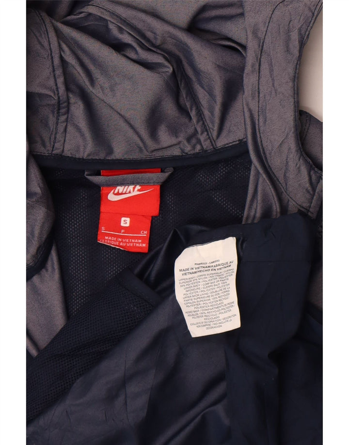 Nike Veste de pluie surdimensionnée à capuche pour femme UK 10 Small Gris Colorblock Nylon