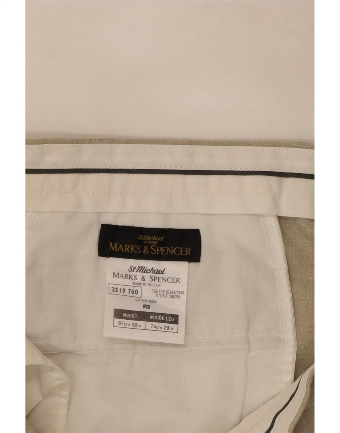 Marks & Spencer Pantalon Chino Droit Homme W38 L27 Beige Polyester