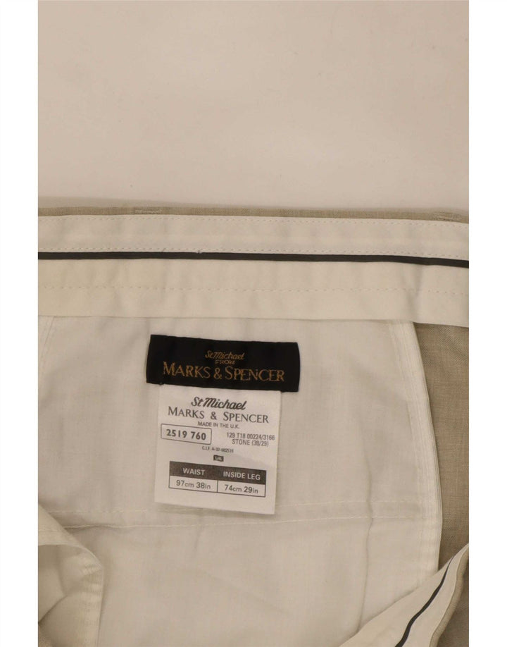 Marks & Spencer Pantalon Chino Droit Homme W38 L27 Beige Polyester