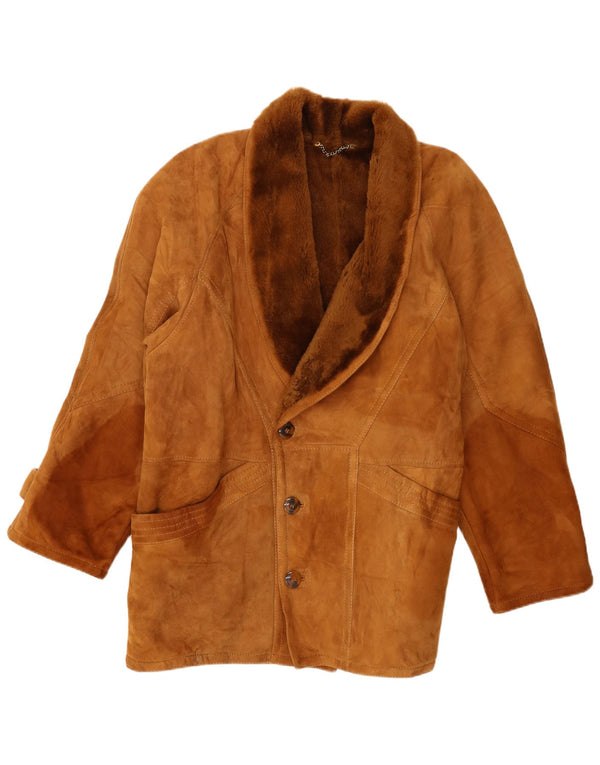 veste en peau de mouton vintage pour hommes IT 54 2XL Marron
