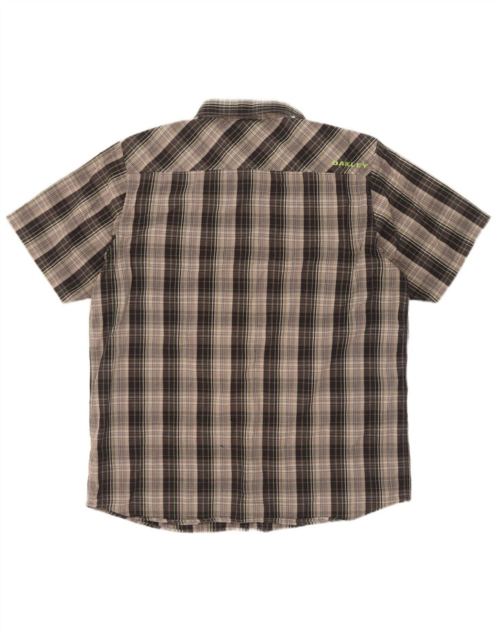 Oakley Chemise à manches courtes pour homme XL Gris à carreaux