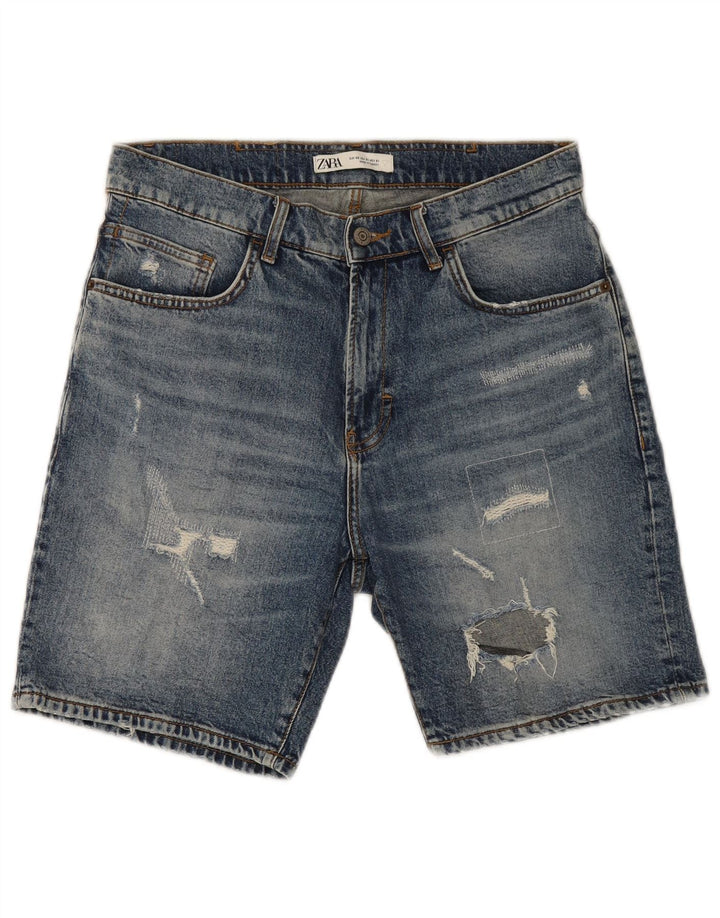 Zara Short en jean vieilli pour homme EU 40 Medium W31 Bleu